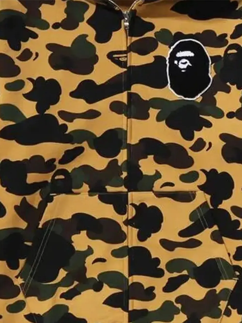 A BATHING APE Camo Ape Head "Yellow" hoodie Geel