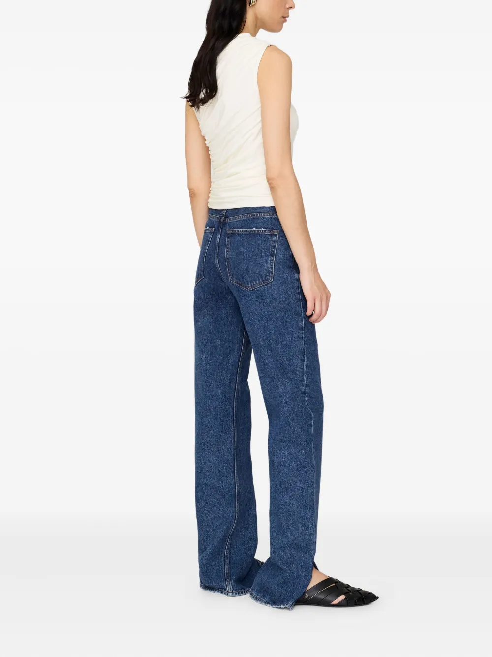 ANINE BING Lucia gedrapeerde top met col - Wit
