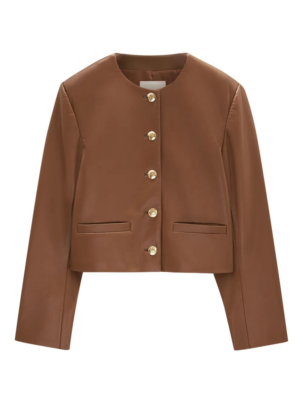 button-fastening leather jacket
