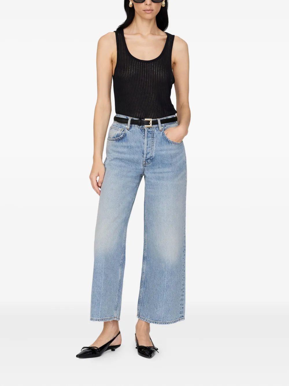 ANINE BING Eugene geribbelde tanktop Zwart