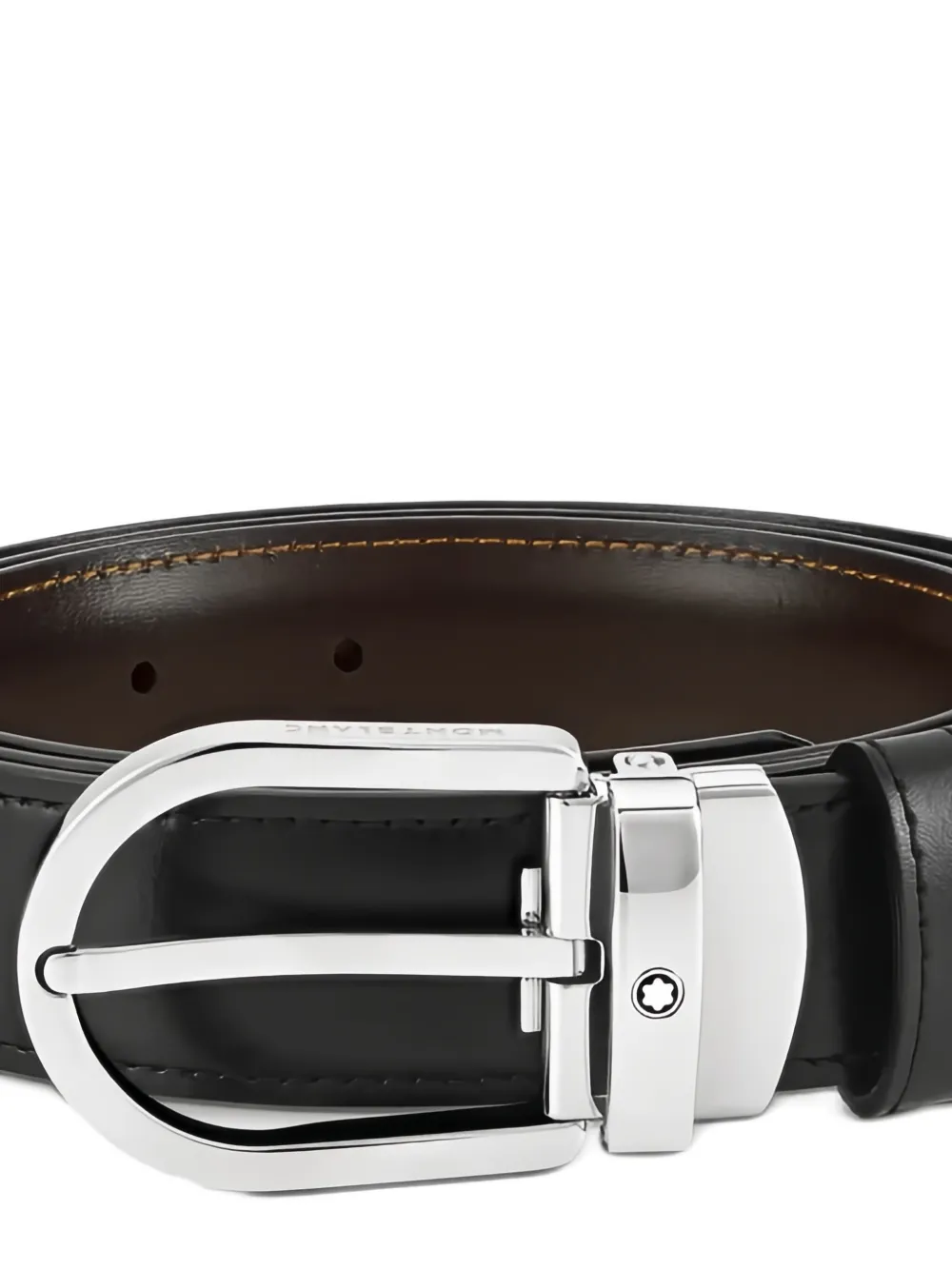 Montblanc Leren riem met ovalen gesp - Zwart