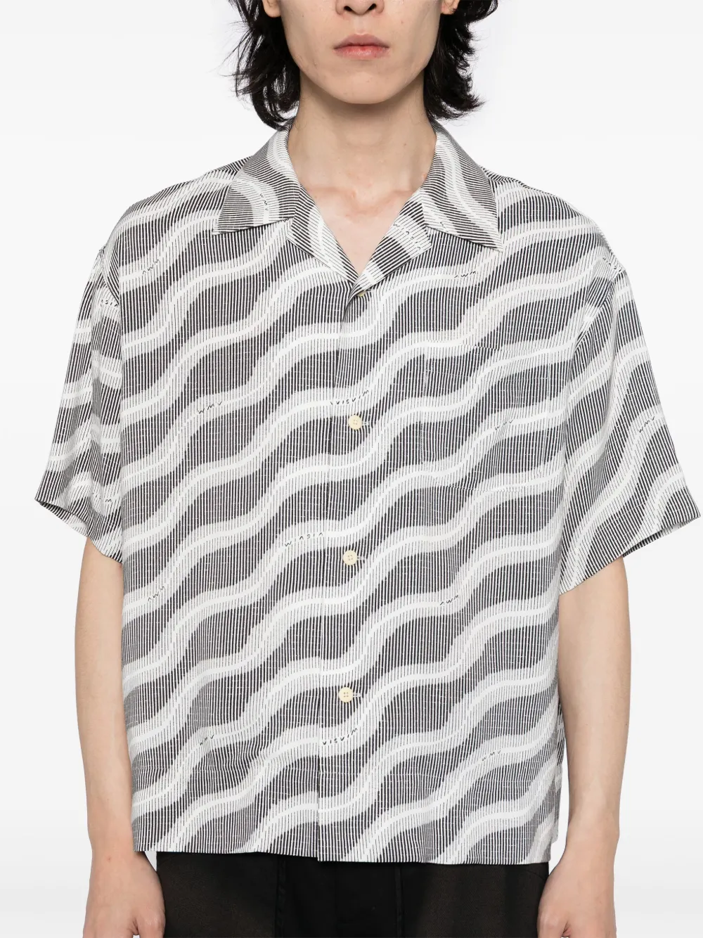 visvim Copa canvas overhemd met camp-kraag en print Zwart
