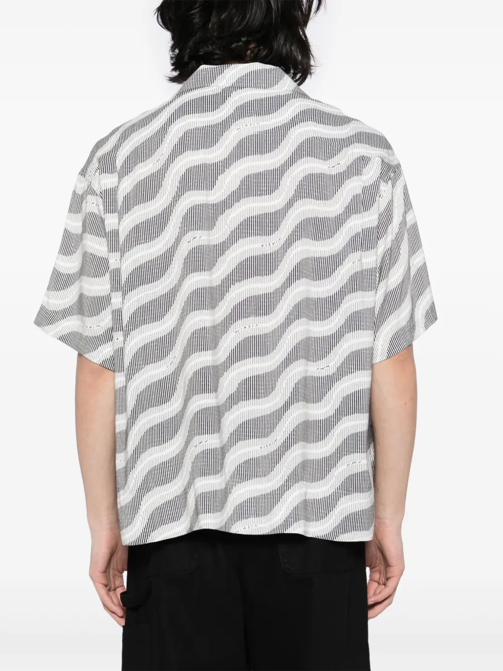 visvim Copa canvas overhemd met camp-kraag en print Zwart