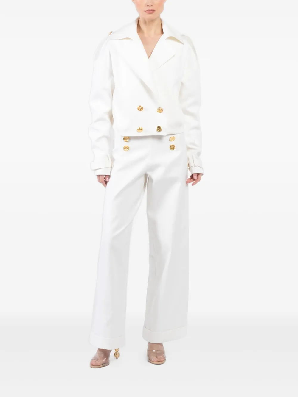 Françoise buttoned cotton trousers - Wit