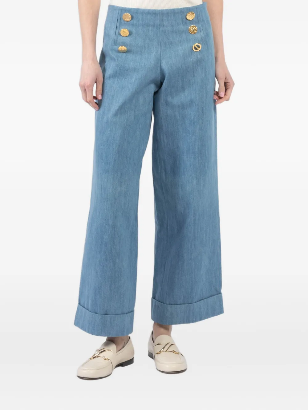 Françoise Palazzo broek met sierknopen Blauw