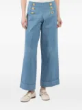 Françoise decorative-button palazzo pants - Blue
