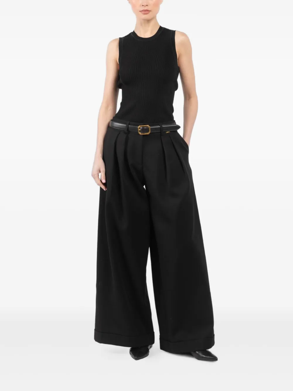 Françoise pleat-detail palazzo pants - Zwart