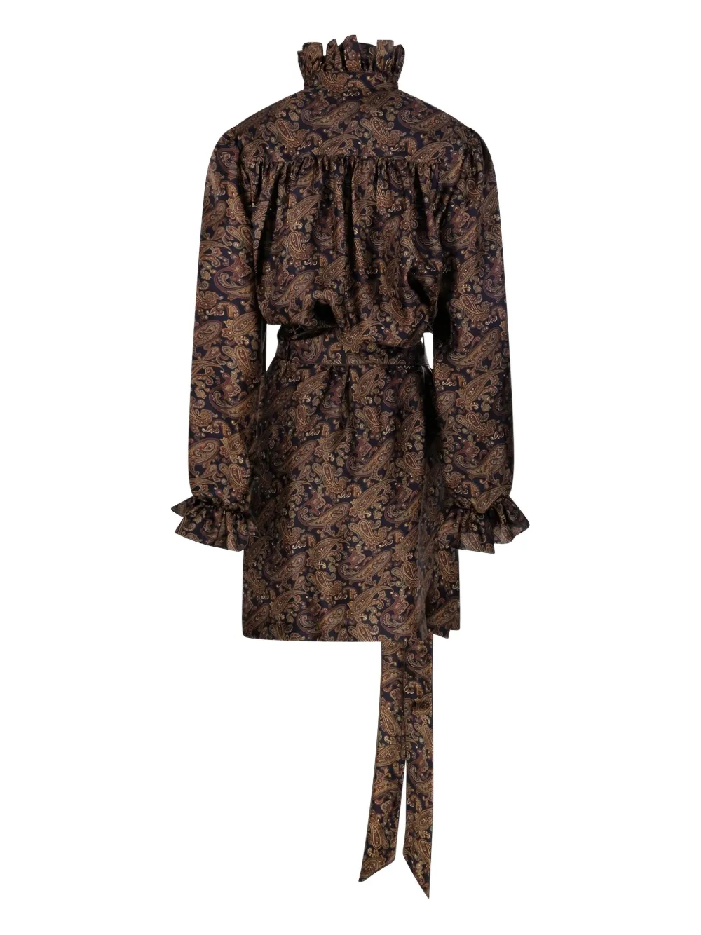 Saint Laurent paisley-print silk dress - Blauw