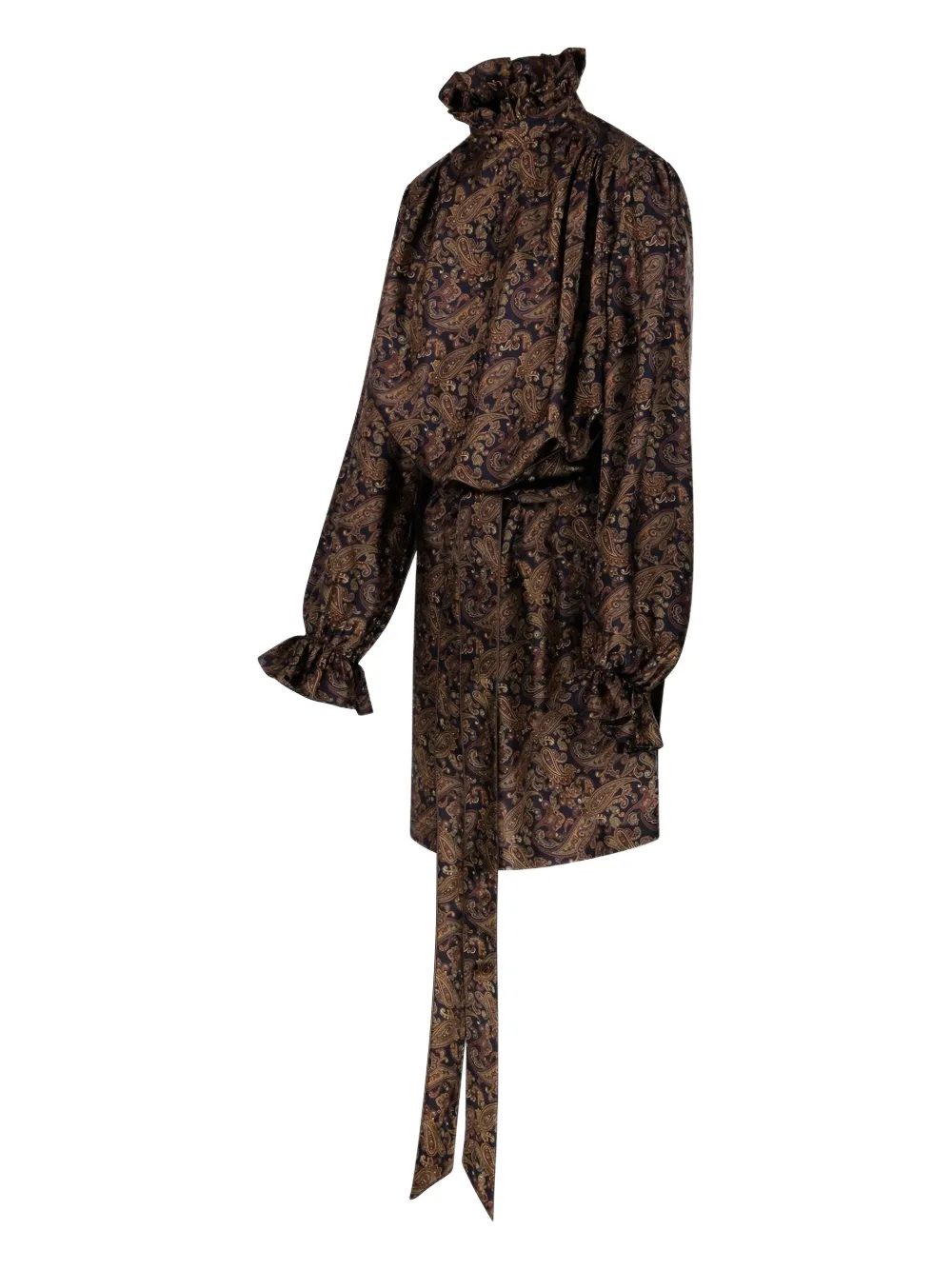 Saint Laurent Zijden jurk met paisley-print Blauw