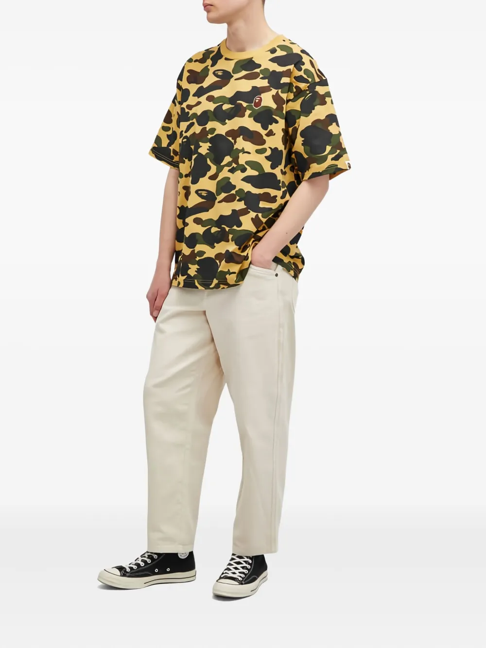 A BATHING APE camo-print t-shirt Geel
