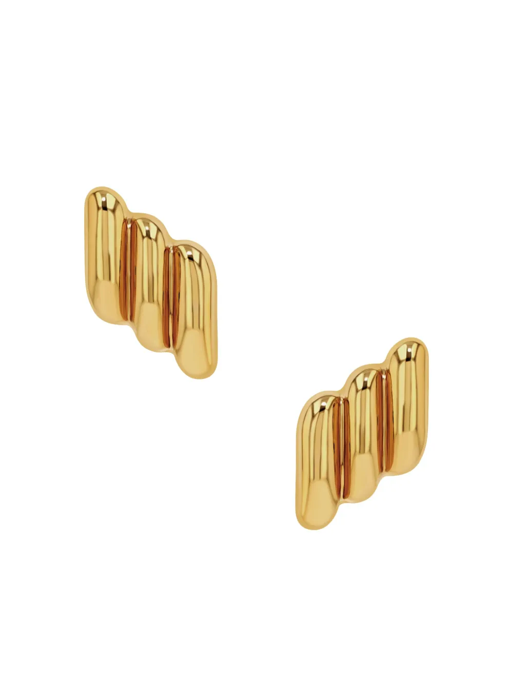 ANINE BING diagonal ribbed earrings - ゴールドトーン ANINE BING diagonal ribbed earrings - ゴールドトーン