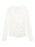 ANINE BING Bray draped long-sleeve top - White