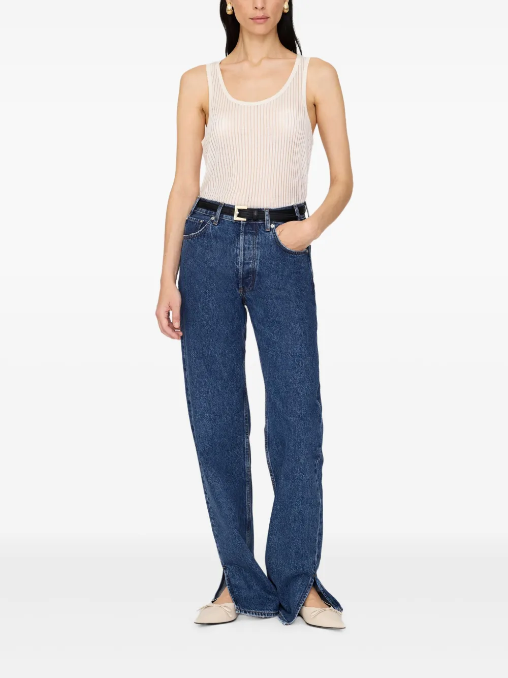 ANINE BING Eugene ribbed sleeveless top Wit