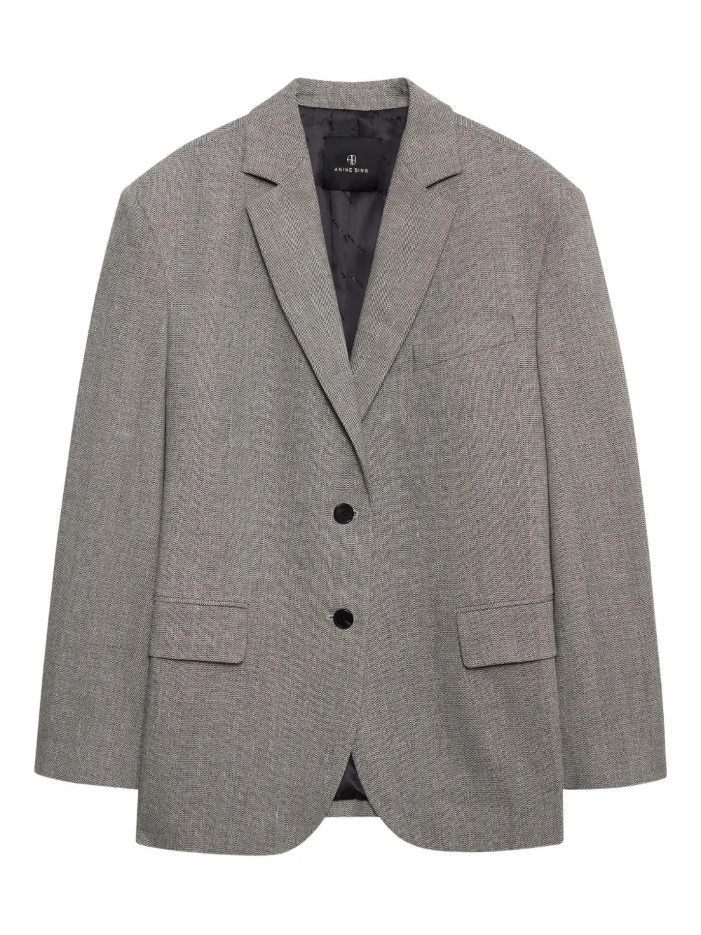 Anine Bing Herringbone Two-button Blazer In Gray