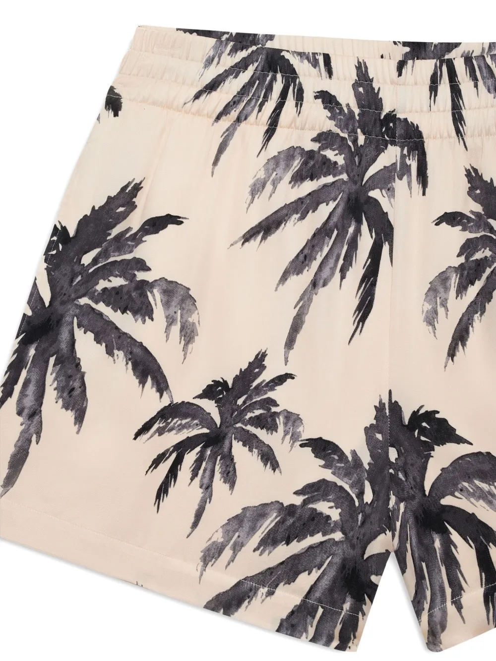 ANINE BING Kam palm-print shorts Beige