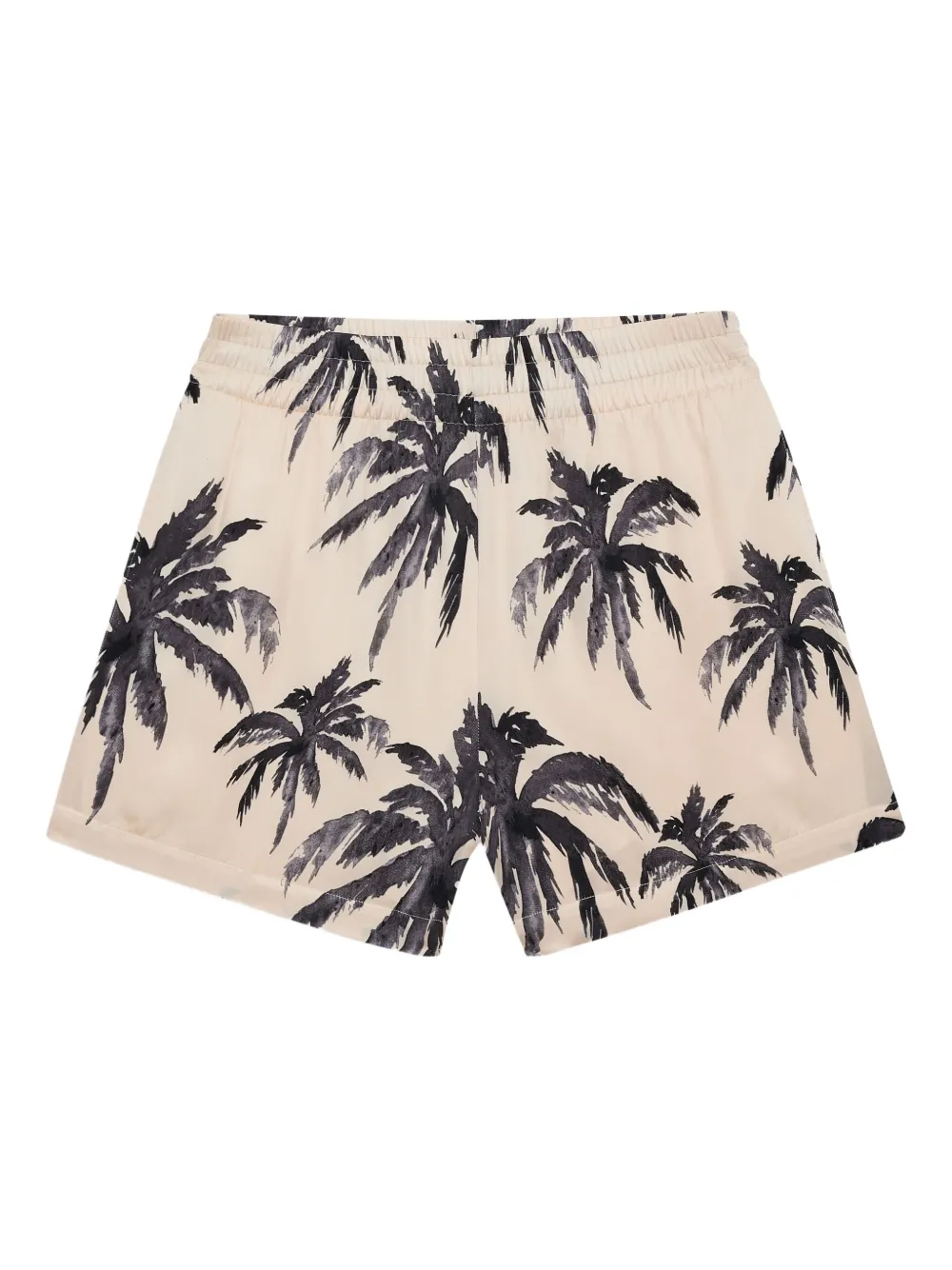 ANINE BING Kam palm-print shorts Beige
