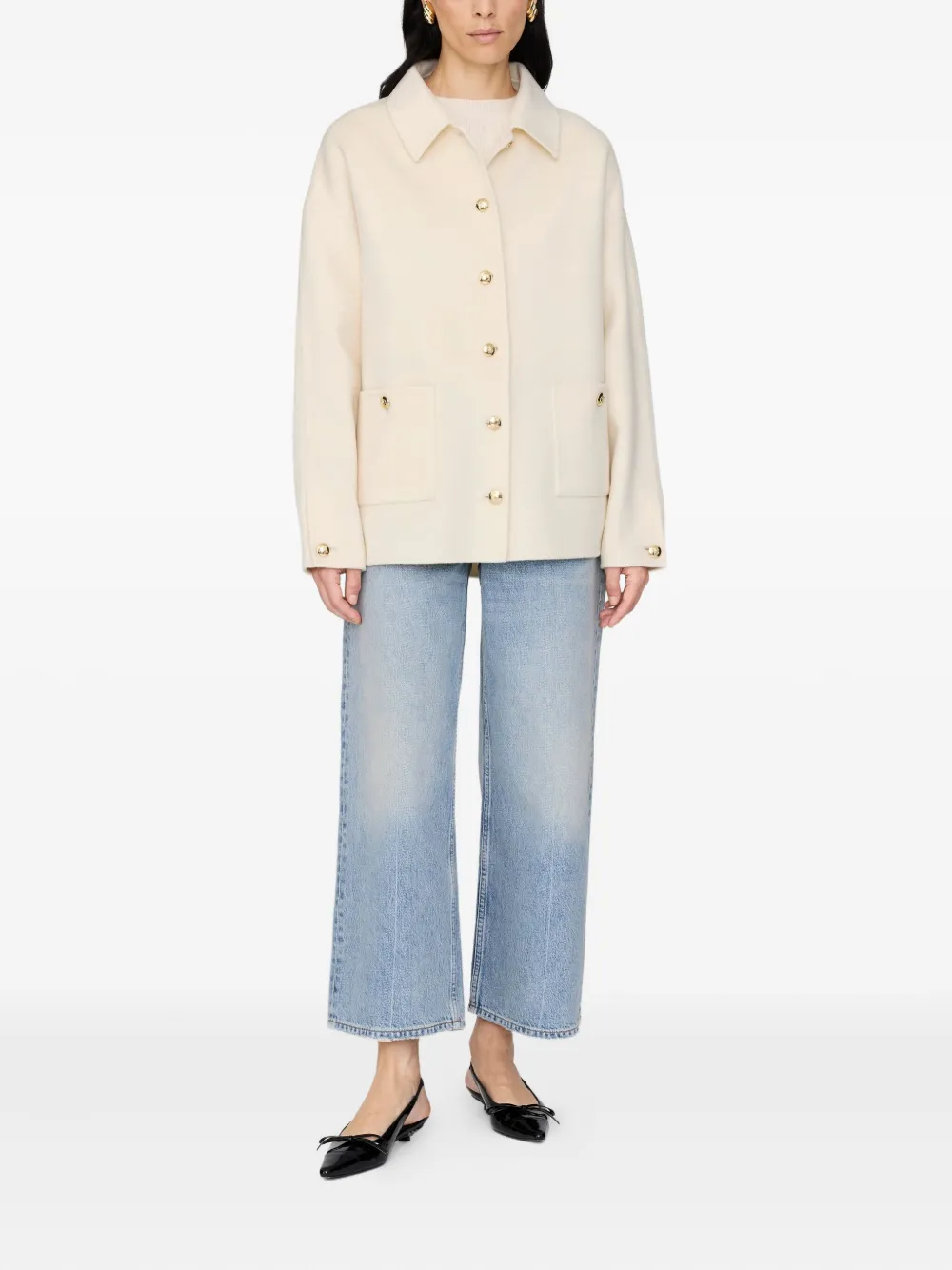 ANINE BING button-fastening patch-pocket jacket Beige