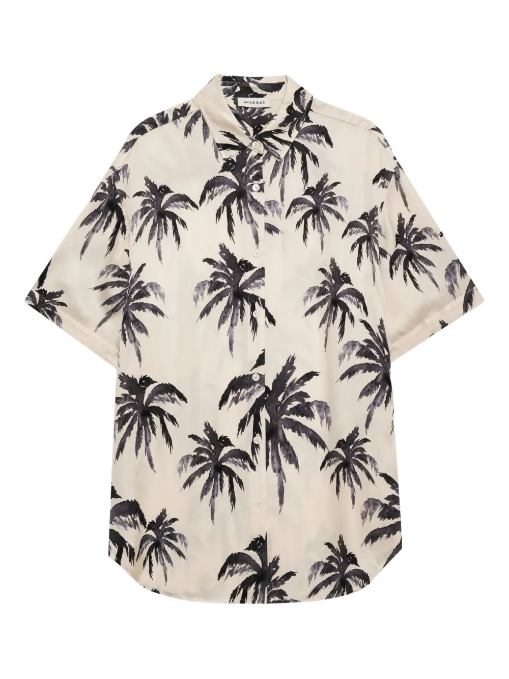 ANINE BING Tristan palm-print shirt Beige