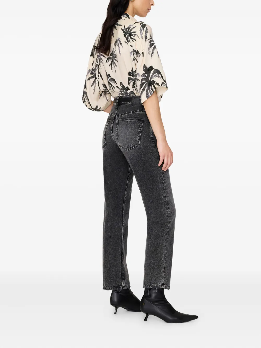 ANINE BING Tristan palm-print shirt Beige