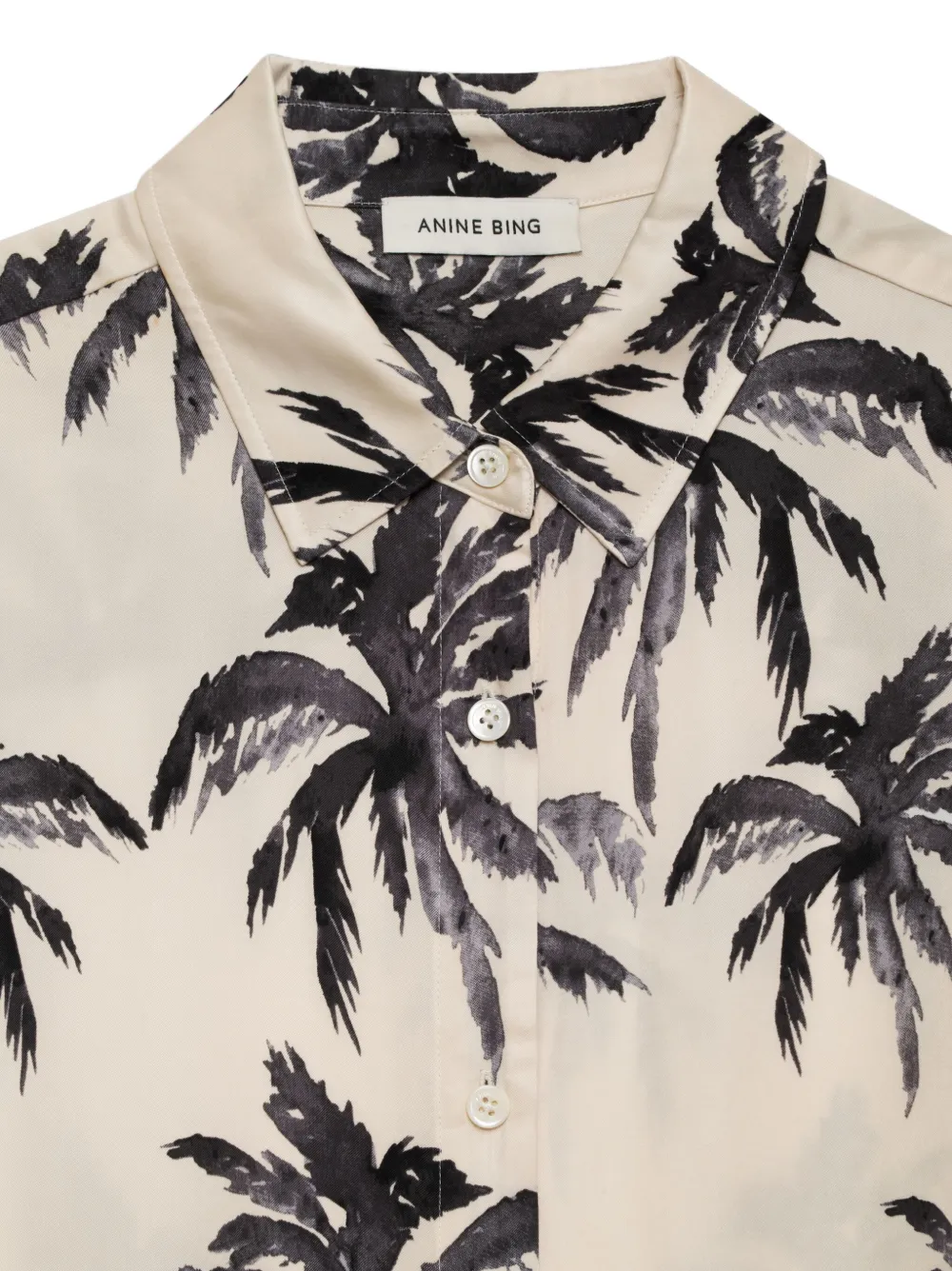 ANINE BING Tristan palm-print shirt Beige