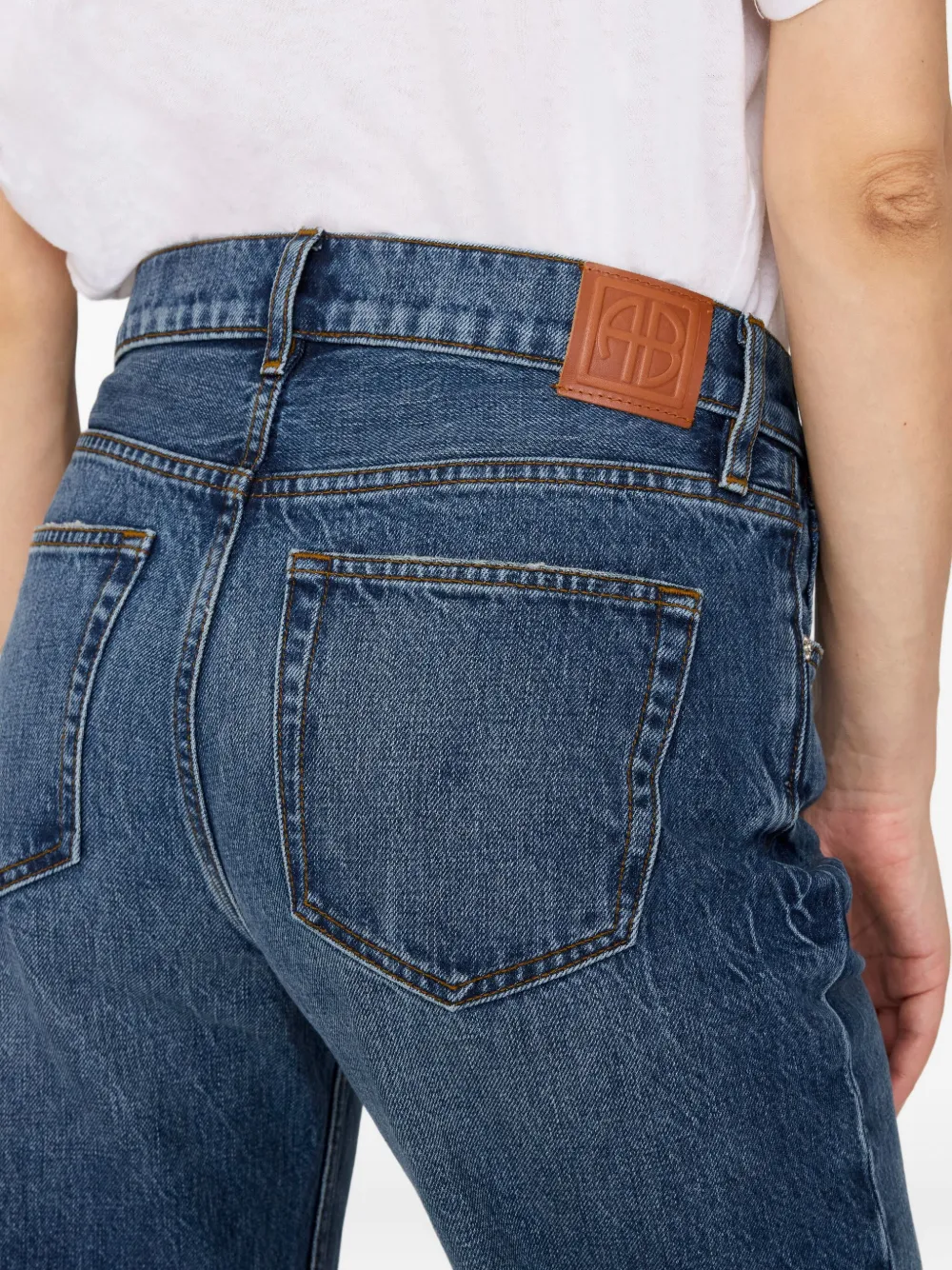 Anine Bing Gavin Frayed-hem Jeans In Blue