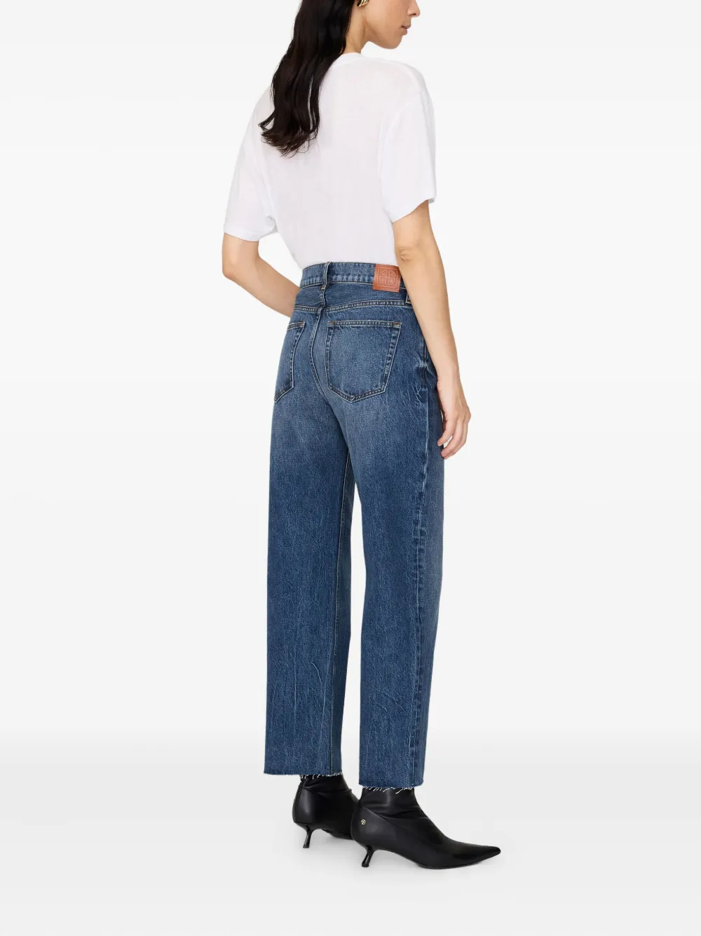 Anine Bing Gavin Frayed-hem Jeans In Blue