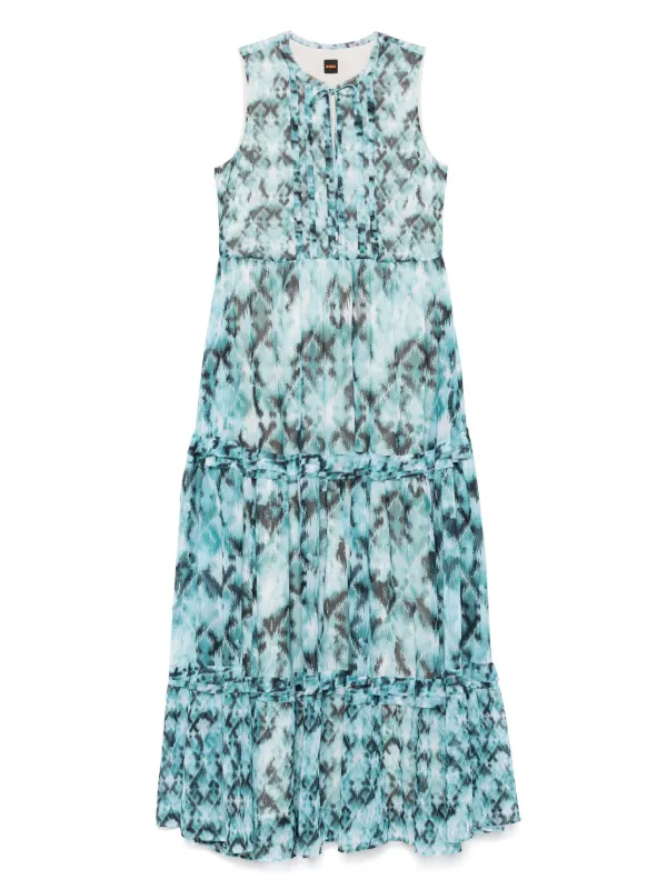 knee length dresses for ladies Rust Floral Print Smocked Maxi Dress