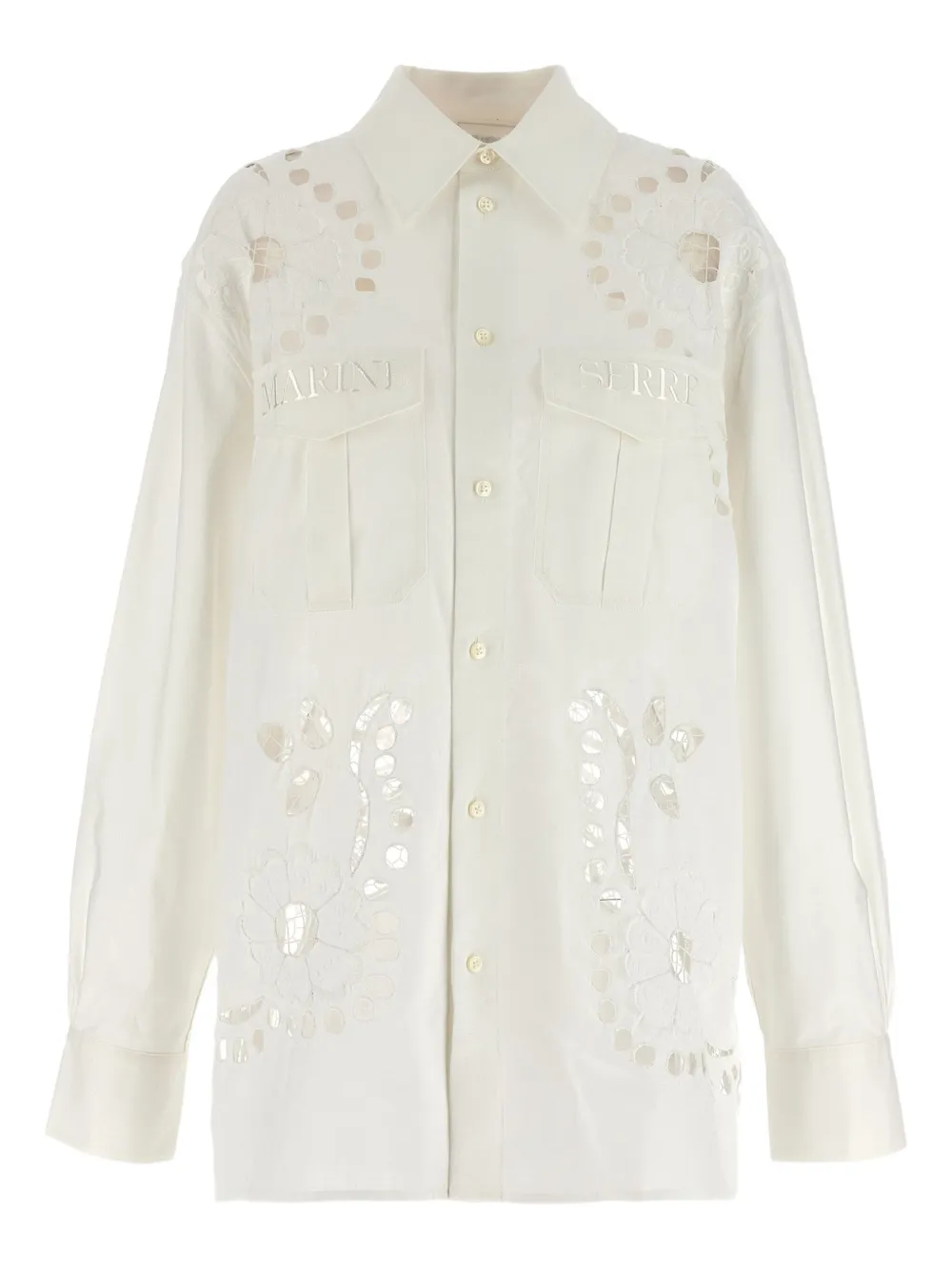 Marine Serre Blouse met borduurwerk en uitgesneden details Wit