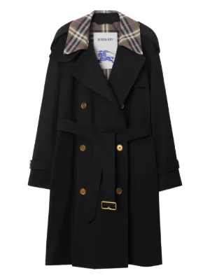 Burberry チェック トレンチコート | ブラック | FARFETCH JP