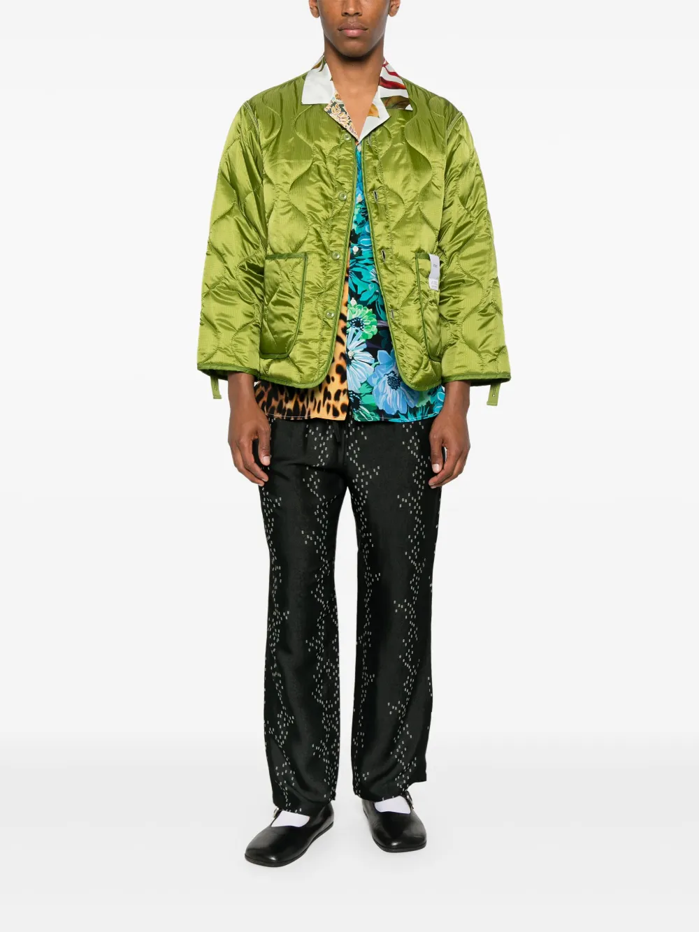 Needles square-dot jacquard trousers - Zwart