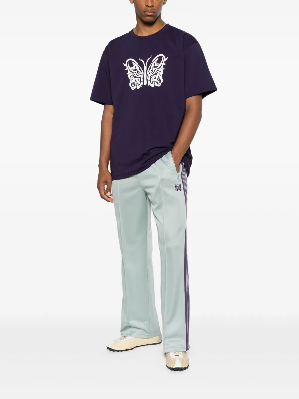 Needles embroidered-logo trousers - Groen