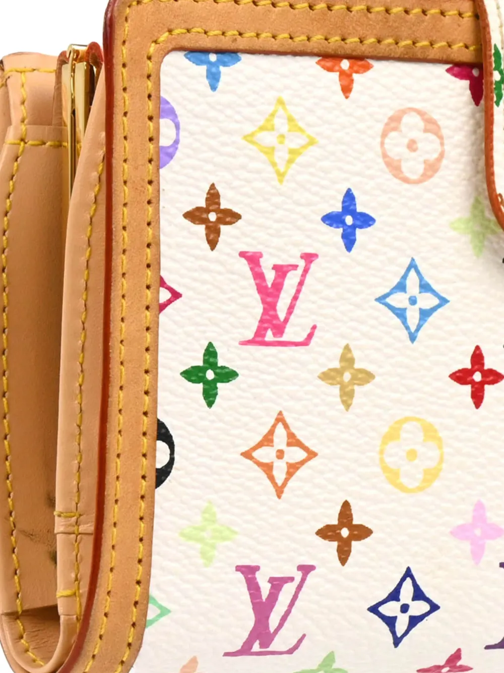 Pre-owned Louis Vuitton Multicoloured Monogram Wallet In White