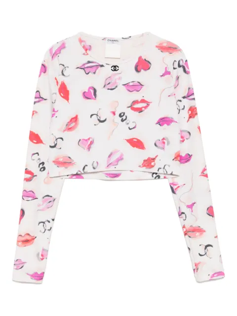 CHANEL Pre-Owned 1990-2000s lipstick-printed T-shirt