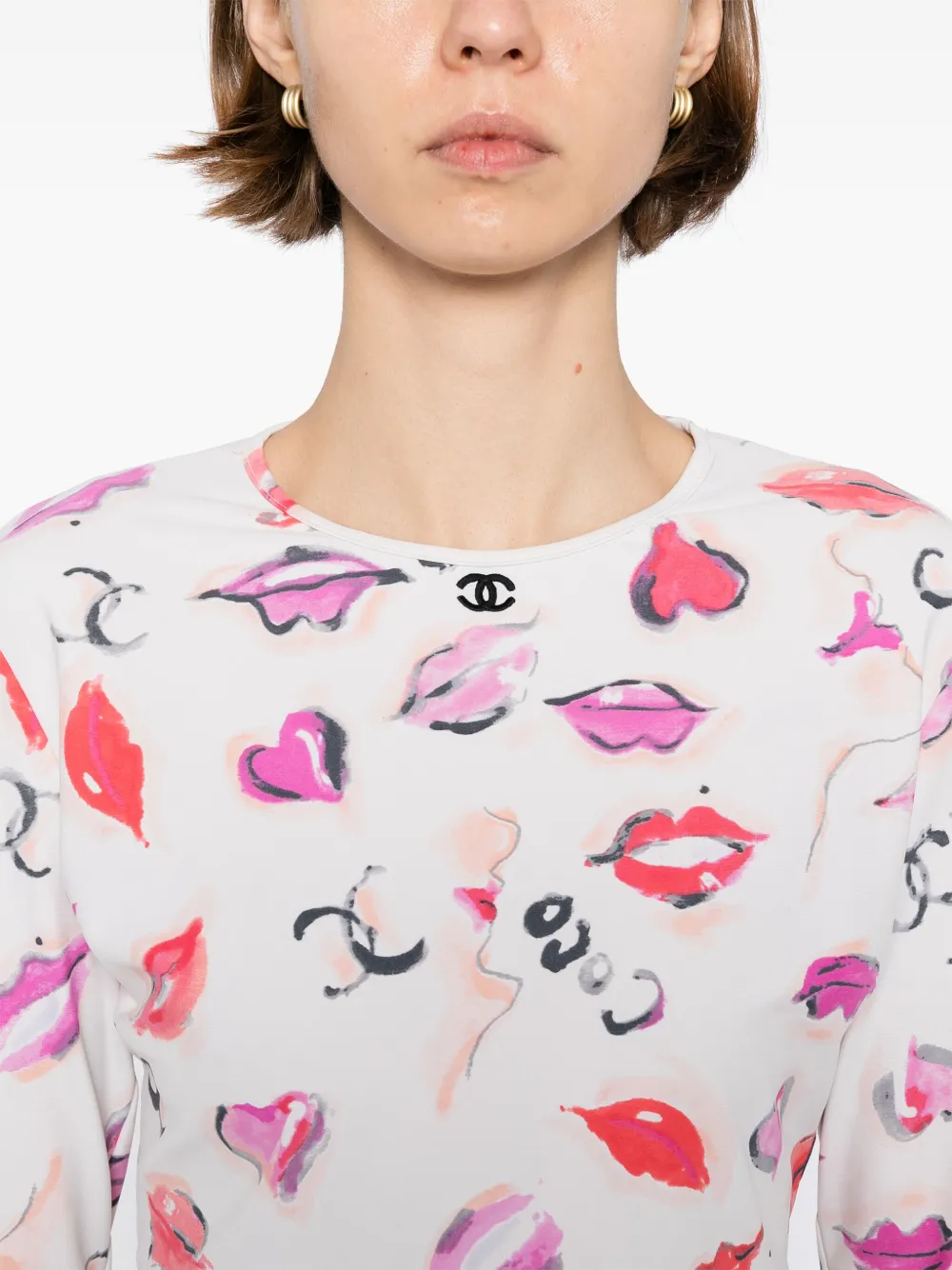 Pre-owned Chanel 1990-2000s Lipstick-printed T-shirt