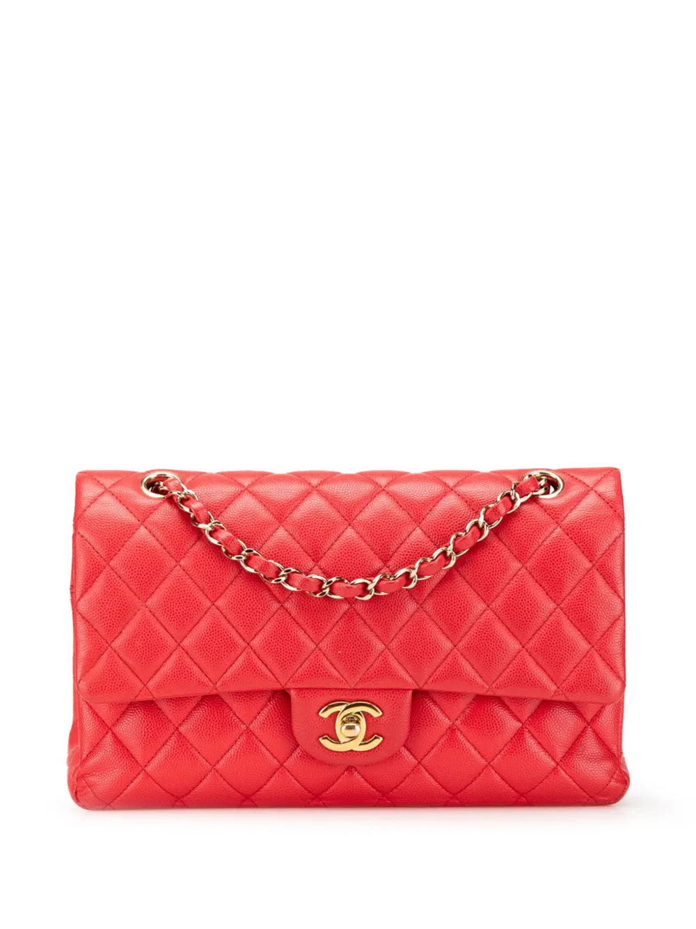 Pre-owned Chanel 2019 Medium Classic Caviar Double Flap Shoulder Bag