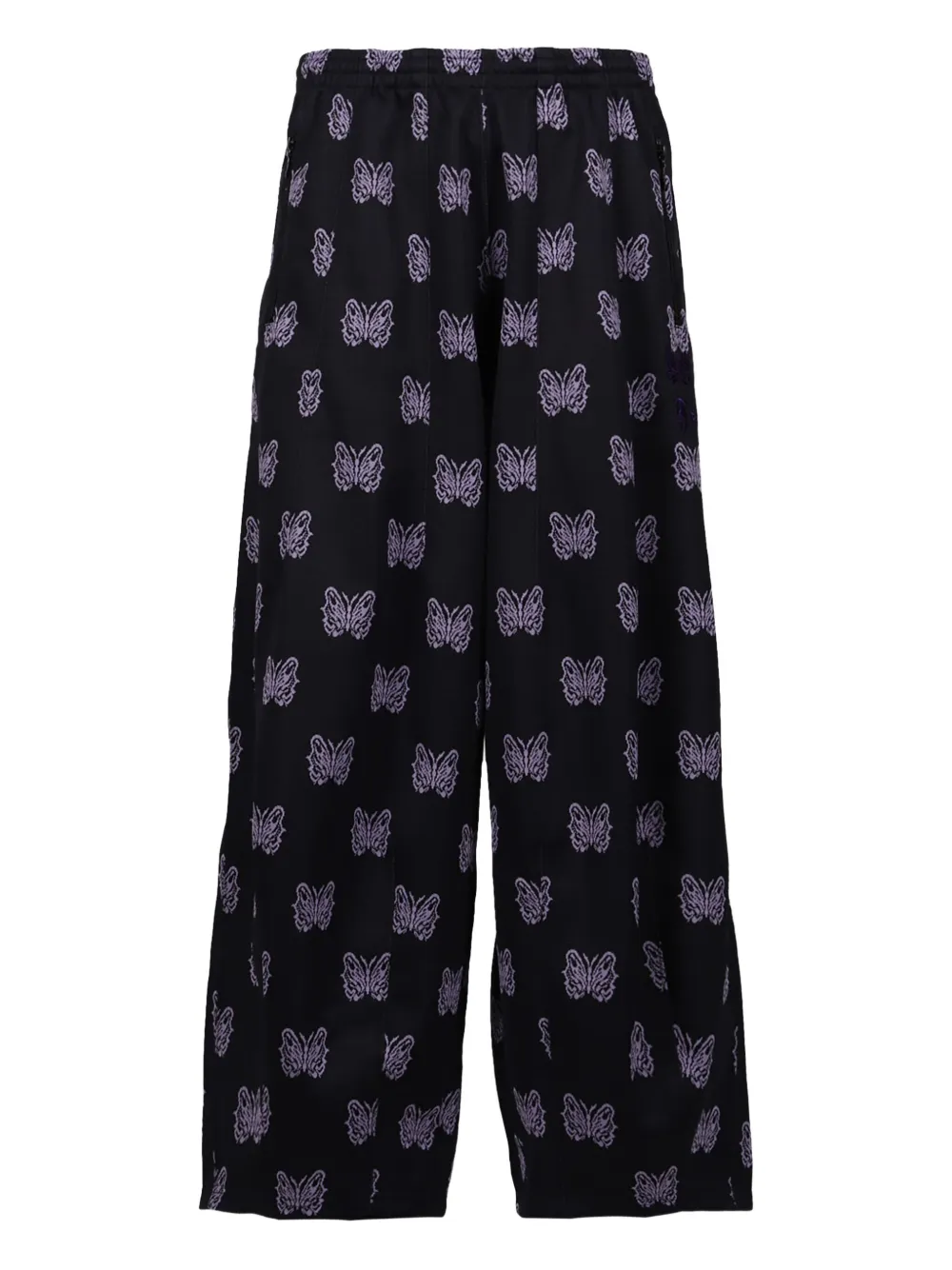 Needles Broek met vlinderprint en wijde pijpen Zwart