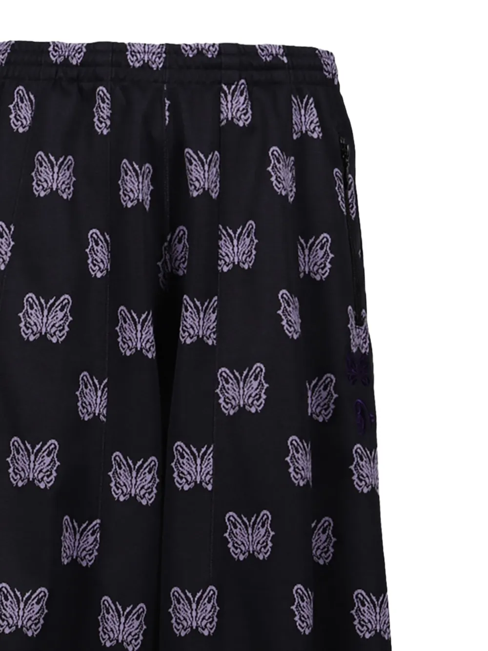 Needles Broek met vlinderprint en wijde pijpen - Zwart
