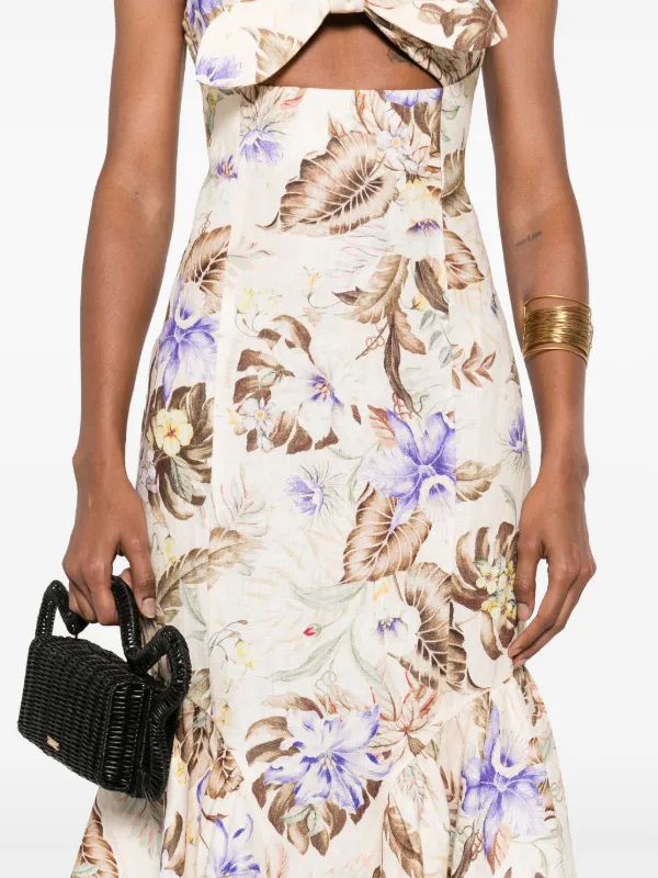Zimmermann Coco Floral Print Midi Dress - Neutrals