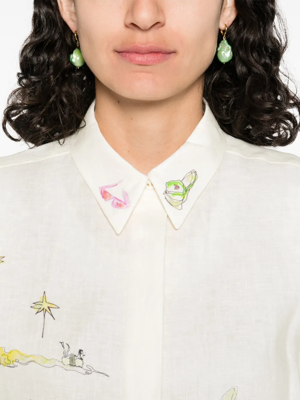 ALEMAIS Blouse met grafische print Beige