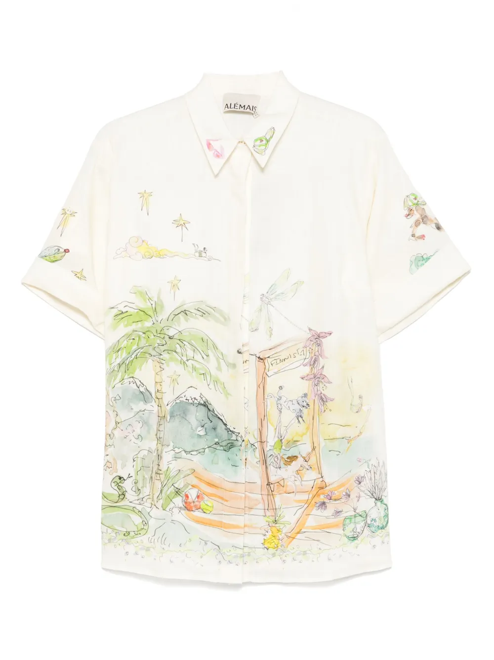 ALEMAIS Blouse met grafische print Beige