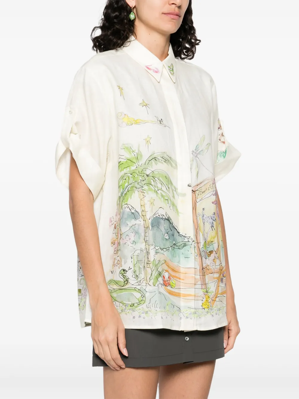 ALEMAIS Blouse met grafische print Beige