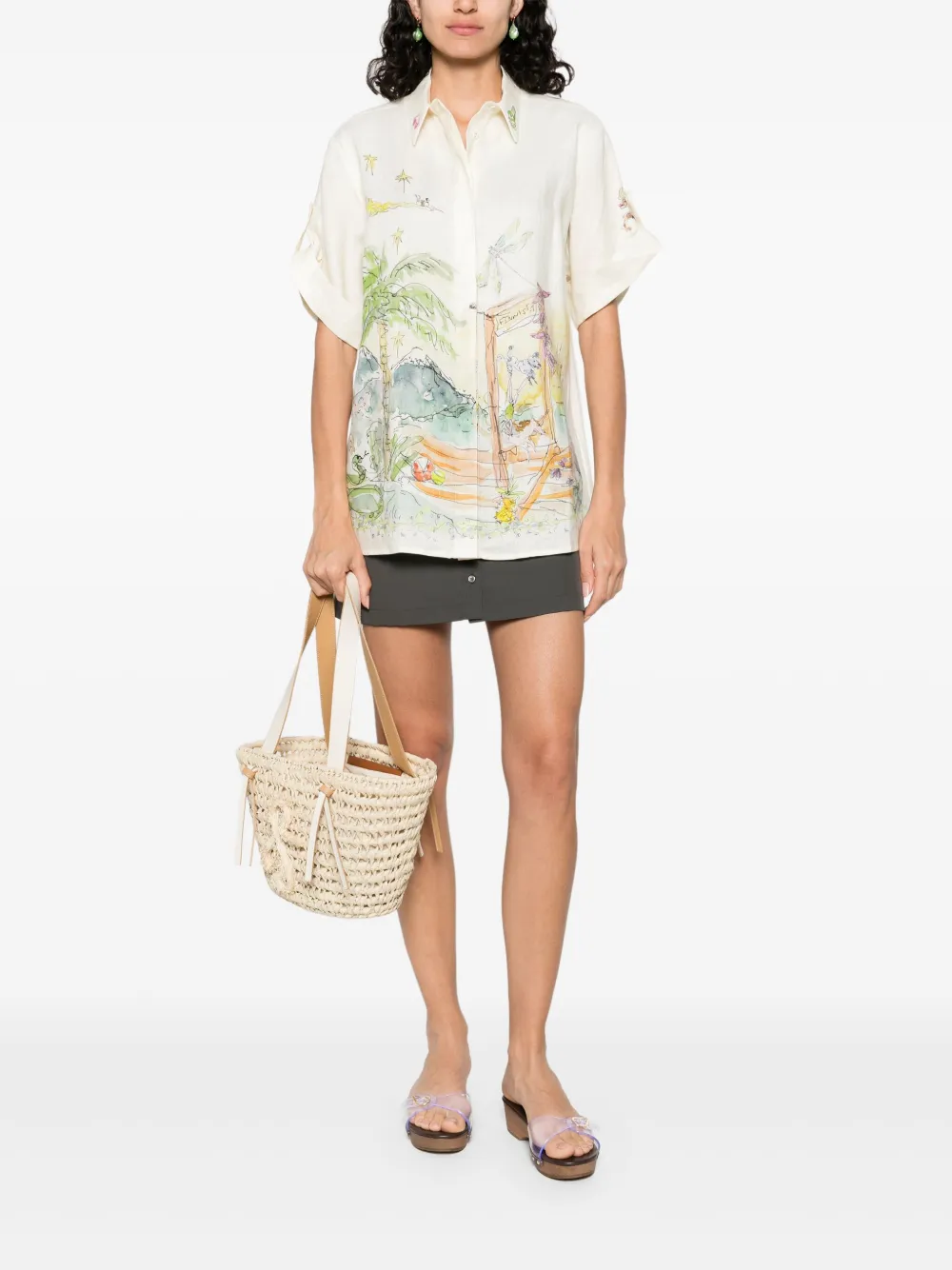 ALEMAIS Blouse met grafische print Beige