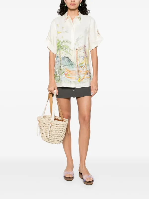 ALEMAIS graphic-print Shirt | Neutrals | FARFETCH