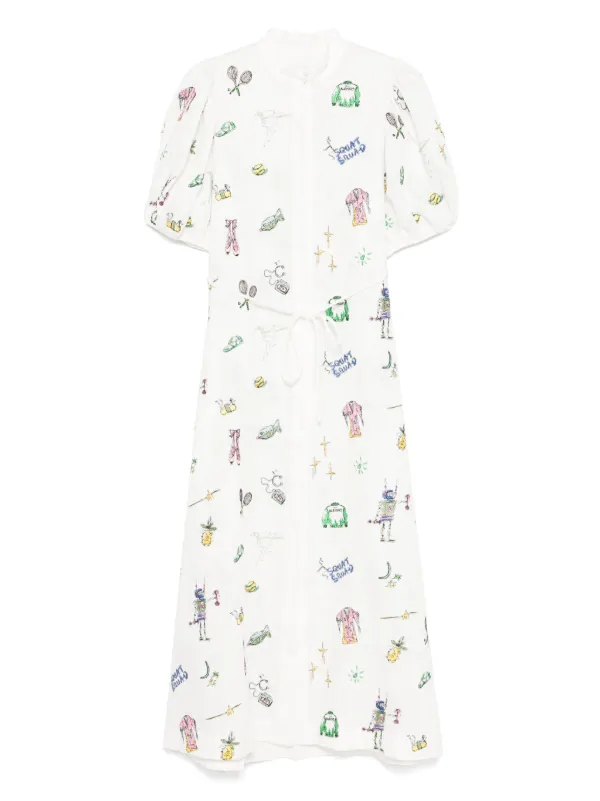 ALEMAIS Salve Terrah Midi Dress | White | FARFETCH GE