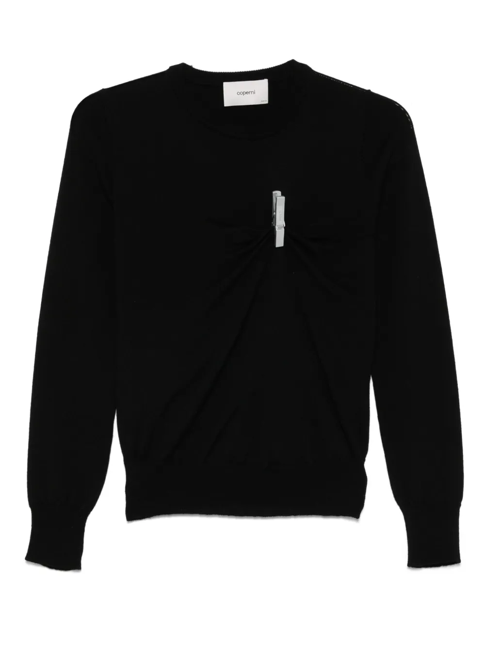 clip-detail fine-knit jumper
