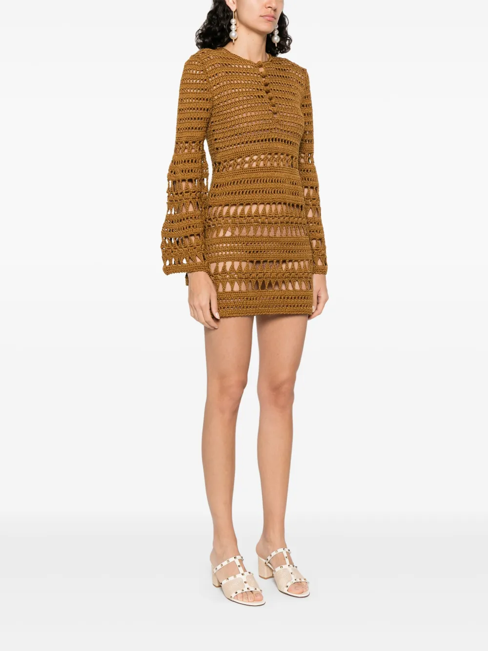 Elie Saab Katoenen jurk Bruin