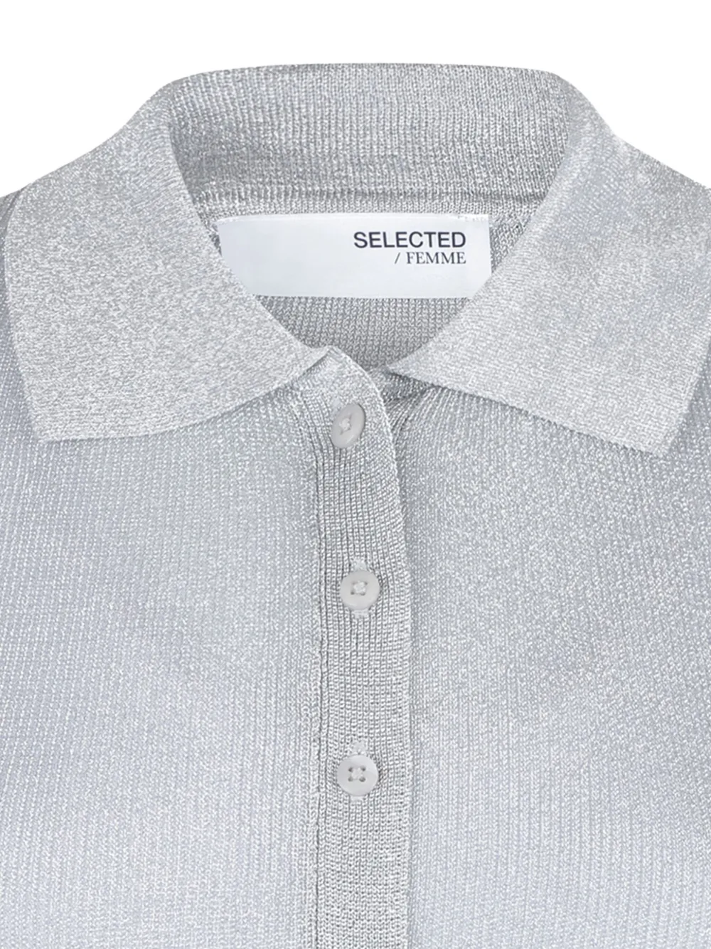 SELECTED Metallic polotop Grijs