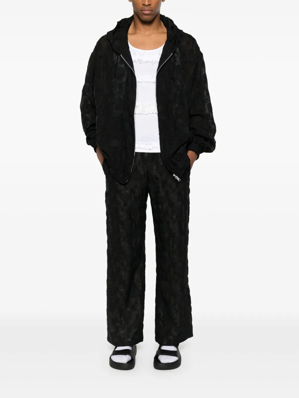 Needles jacquard straight-leg trousers - Zwart