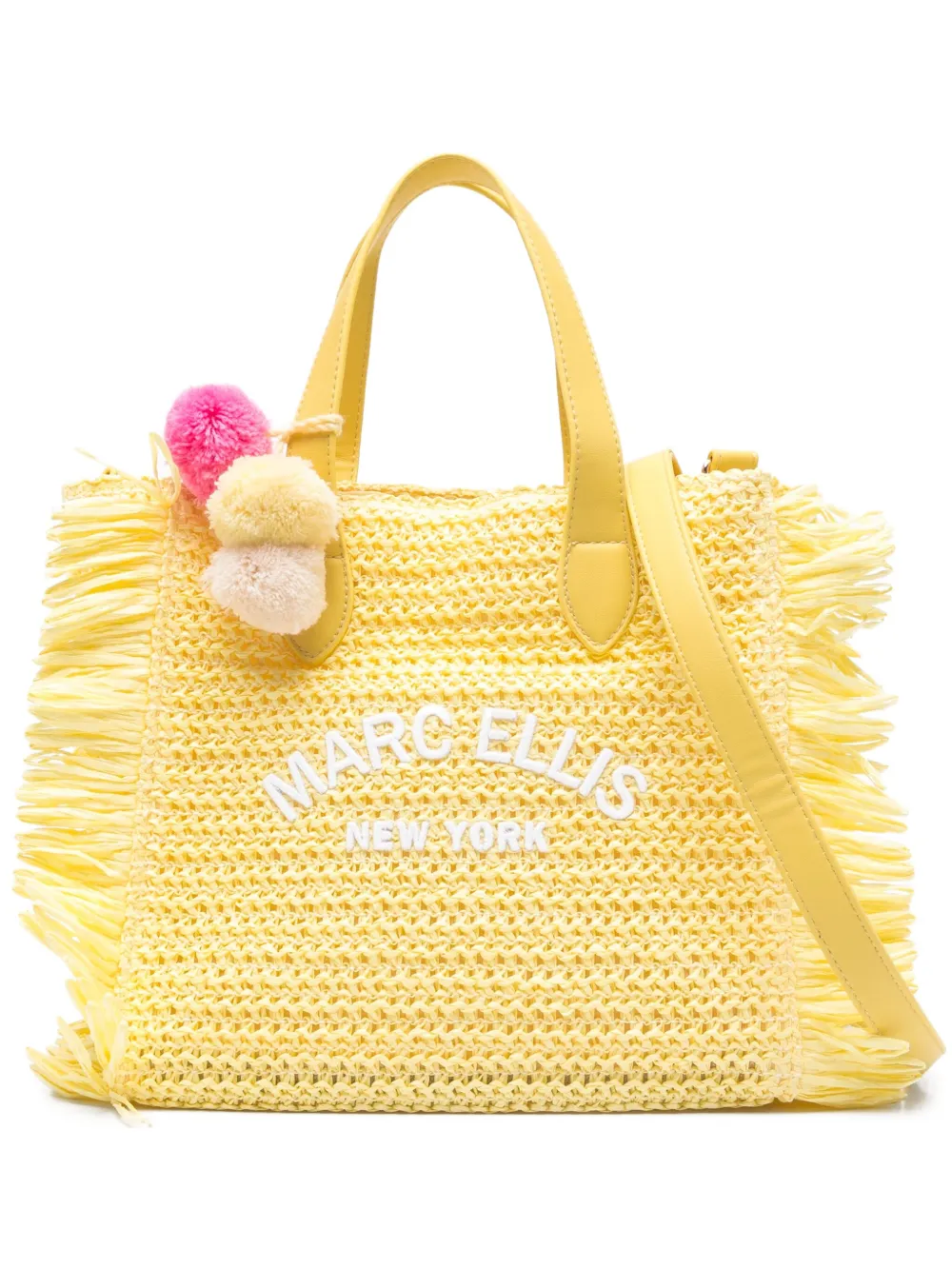 Marc Ellis Bolsa tote com pompom e franjas | Amarelo | Image 1