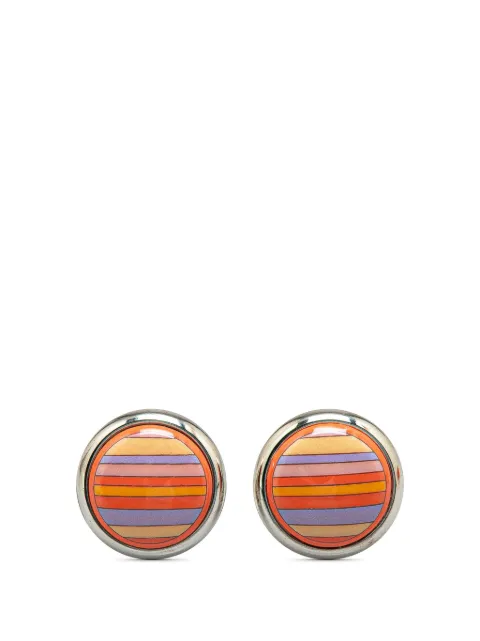 Hermès Pre-Owned 20th Century Enamel Stripe Cloisonne Clip On Earrings costume earrings